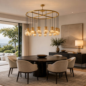 Lacore Amber Glass Round Chandelier - view 7