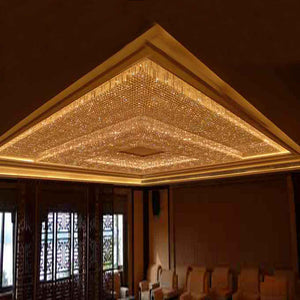 Large square golden crystal chandelier, K9 crystal - view 2