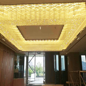 Large square golden crystal chandelier, K9 crystal - view 6
