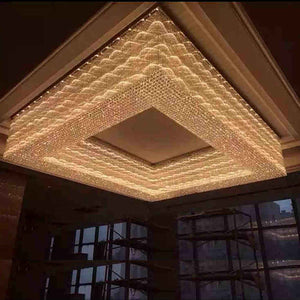 Large square golden crystal chandelier, K9 crystal