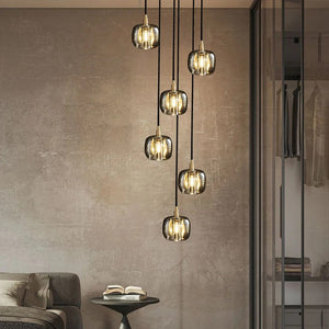 Long Spiral Cubes Crystal Chandelier for Staircase - view 5
