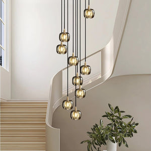 Long Spiral Cubes Crystal Chandelier for Staircase - view 2