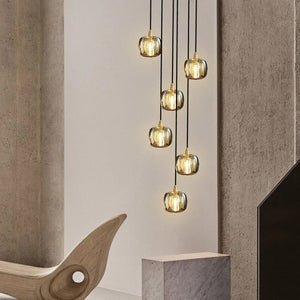 Long Spiral Cubes Crystal Chandelier for Staircase - view 3