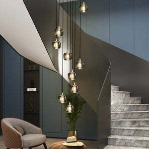 Long Spiral Cubes Crystal Chandelier for Staircase - view 4