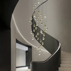 Luxury Staircase Chandelier Modern Spiral Crystal High Ceiling Light - view 12