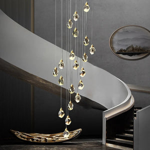 Luxury Staircase Chandelier Modern Spiral Crystal High Ceiling Light - view 16