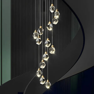 Luxury Staircase Chandelier Modern Spiral Crystal High Ceiling Light - view 9