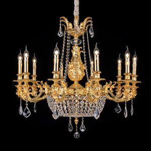 22 lights brass hanging chandeliers, crystal - view 2