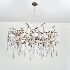 Dawn Teardrop Branch Brass Round Chandelier
