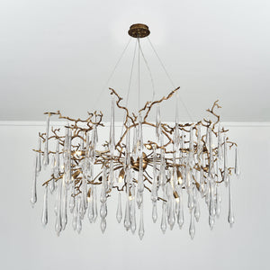 Dawn Teardrop Branch Brass Round Chandelier - view 11