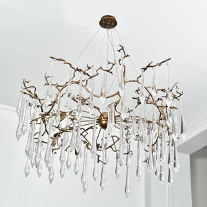 Dawn Teardrop Branch Brass Round Chandelier - view 12