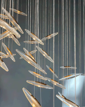 Modern Crystal Whispers LED Floating Light Fixture Artistic Chandelier for Hall - view 2