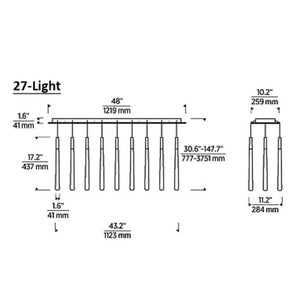 Visual 27-Light Linear Crystal Chandelier 48" - view 5