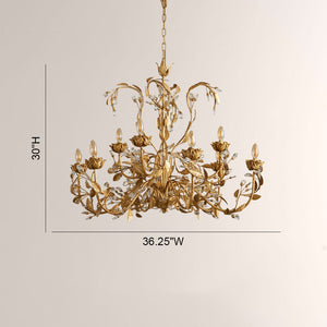 Nora Gilded Floral Crystal Round Chandelier - view 11