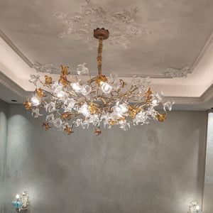 Designer Favorite Brass Branch Chandelier with Artistic Flower Glass for Dining Room Living Room and Kitchen Island - view 2