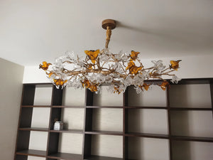 Designer Favorite Brass Branch Chandelier with Artistic Flower Glass for Dining Room Living Room and Kitchen Island - view 18