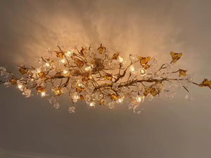 Designer Favorite Brass Branch Chandelier with Artistic Flower Glass for Dining Room Living Room and Kitchen Island - view 10