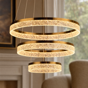 Ocean Star Modern Sculptural Ring Chandelier, crystal in brushed champagne - view 4