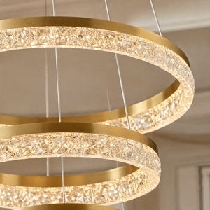 Ocean Star Modern Sculptural Ring Chandelier, crystal in brushed champagne - view 5