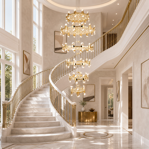 Pearl Net Modern Sculptural Ring Chandelier, K9 crystal - view 4