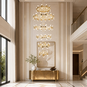 Pearl Net Modern Sculptural Ring Chandelier, K9 crystal - view 3