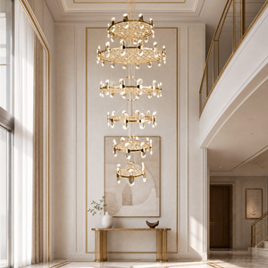 Pearl Net Modern Sculptural Ring Chandelier, K9 crystal - view 5