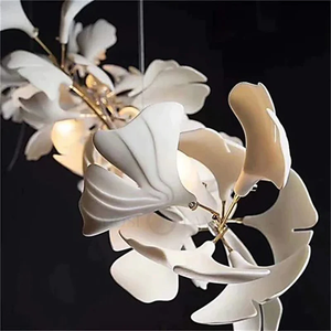 Modern Porcelain Ginkgo Branch Chandelier