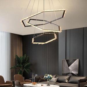 Hexagon Rock Crystal Ring Chandelier