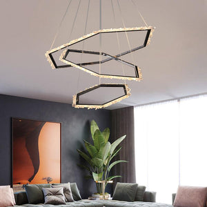 Hexagon Rock Crystal Ring Chandelier - view 4
