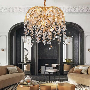 Modern Luxury Leaf Branch Crystal Chandelier Art Copper for Living/Dining Room/Bedroom - view 4