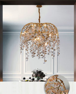 Modern Luxury Leaf Branch Crystal Chandelier Art Copper for Living/Dining Room/Bedroom - view 8
