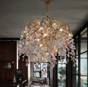 Modern Luxury Leaf Branch Crystal Chandelier Art Copper for Living/Dining Room/Bedroom - view 6