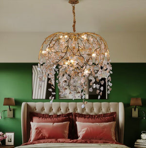 Modern Luxury Leaf Branch Crystal Chandelier Art Copper for Living/Dining Room/Bedroom - view 5