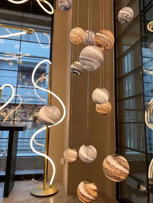 Nordic Planet Creative Long Pendant Chandelier For Staircase/Foyer/High-ceiling Hallway - view 6