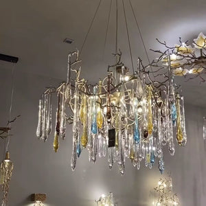 Artistic Branch Chandelier with Blue Glaze Drops for Dining Room - view 2