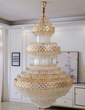 Extra Large Multi-layers Gold Luxury Crystal Chandelier Modern Empire Decrative Crystal Light For Living Room/Foyer/Staircase - view 15