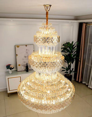 Extra Large Multi-layers Gold Luxury Crystal Chandelier Modern Empire Decrative Crystal Light For Living Room/Foyer/Staircase - view 14