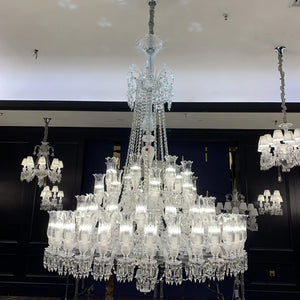 Multi Layer Chrome Crystal Chandelier in French Style with Romantic Branch Flowers for Grand Hallway and Staircase - view 2