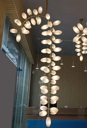Nordic Art Long Magnolia alba Glass Ceiling Chandelier for Staircase/Hallway/Entryway Light Fixture - view 9