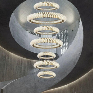 Extra Large Multi-layers Rings Crystal Chandelier Modern Art Waves Creative Pendant Light For High-ciling Foyer/Hallway/Staircase - view 5