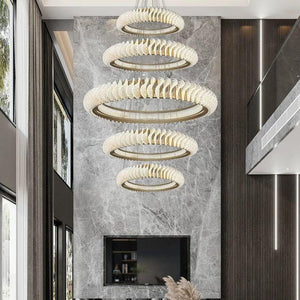 Extra Large Multi-layers Rings Crystal Chandelier Modern Art Waves Creative Pendant Light For High-ciling Foyer/Hallway/Staircase - view 6