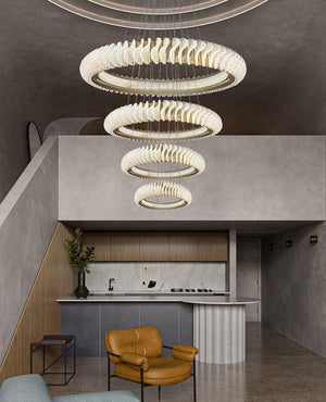 Extra Large Multi-layers Rings Crystal Chandelier Modern Art Waves Creative Pendant Light For High-ciling Foyer/Hallway/Staircase - view 8