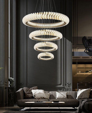 Extra Large Multi-layers Rings Crystal Chandelier Modern Art Waves Creative Pendant Light For High-ciling Foyer/Hallway/Staircase - view 10