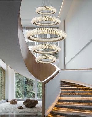 Extra Large Round Acrylic and Stainless Steel Multi-Layer Chandelier for High Ceilings - view 17