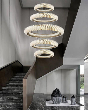Extra Large Multi-layers Rings Crystal Chandelier Modern Art Waves Creative Pendant Light For High-ciling Foyer/Hallway/Staircase - view 16