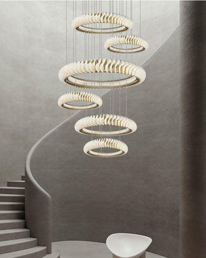 Extra Large Multi-layers Rings Crystal Chandelier Modern Art Waves Creative Pendant Light For High-ciling Foyer/Hallway/Staircase - view 18