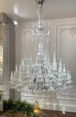 Light Luxury Classic Long Version Tiered Candle Light Crystal Chandelier for High-ceiling Rooms/Living Room - view 18