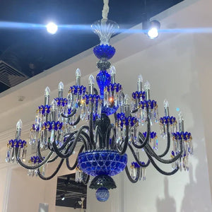 Luxury Candle Light Blue&Black Crystal Chandelier for Bedroom - view 3