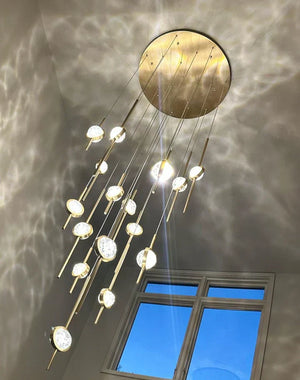 Modern Floating Galss Ball Brass Chandelier for High-ceiling - view 4