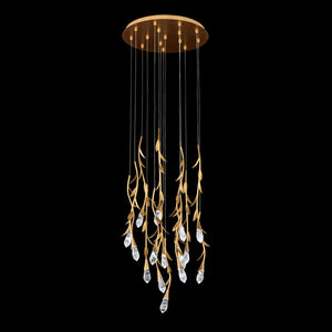 Modern Luxury Floating Branches Floral Crystal Chandelier with Round Canopy for High-ceiling - view 3